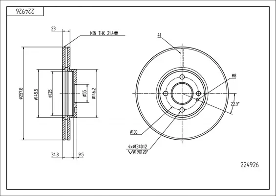 BRZ.KOTOUČ /P/MAZDA 2 07- HART 224926