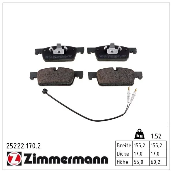Sada brzdových destiček, kotoučová brzda ZIMMERMANN 25222.170.2